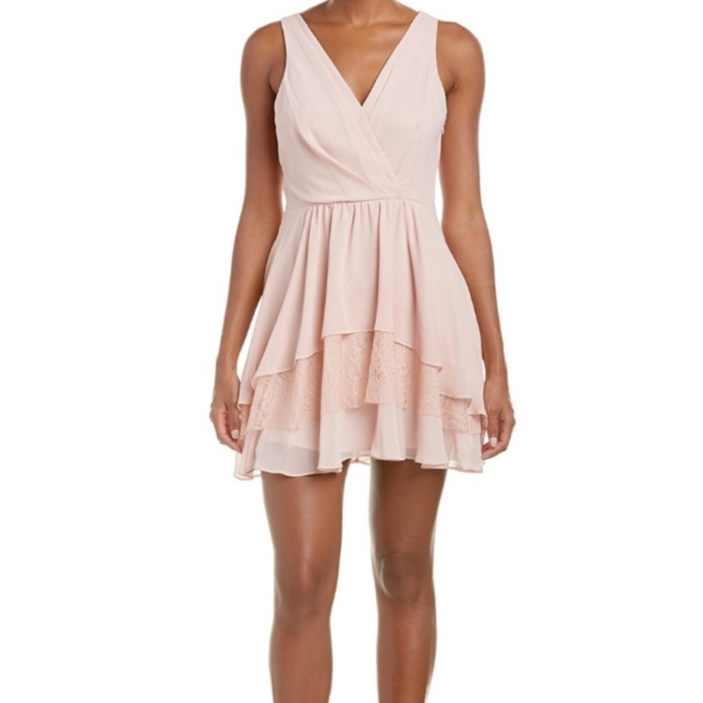 BCBGeneration Blush Layered Dress with lace detail